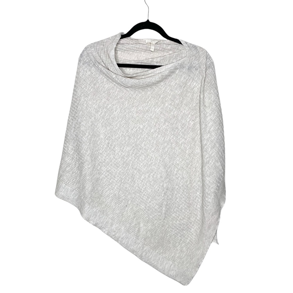 EILEEN FISHER Cream Gray Lightweight Knit Poncho - One Size